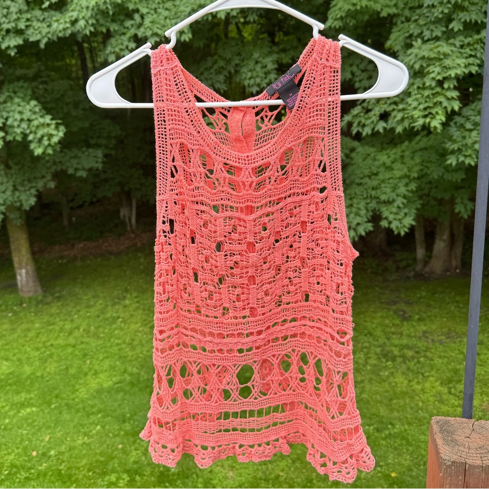 Coral Crochet Tank Top